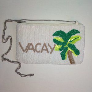 Circus by Sam Edelman Beaded and Sequins “Vacay” Silver Chain Crossbody Purse